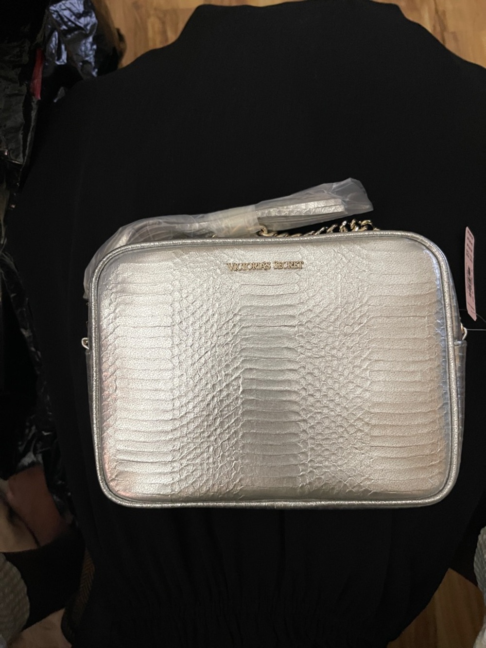 Victoria's Secret Silver Metallic Textured Crossbody